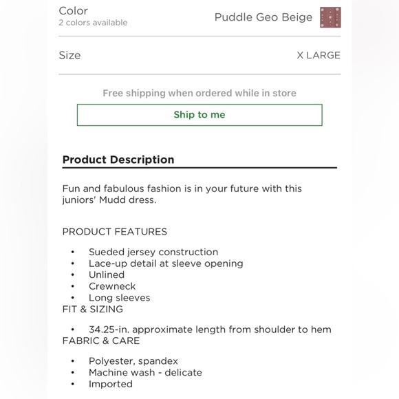 Dress by Mudd brand Size XL NWT Lace-up sueded long sleeved soft and warm - Picture 7 of 8